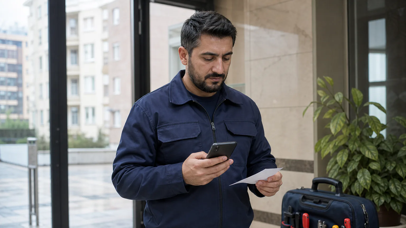 Teknik servis talebini değerlendiren müşteri temsilcisi